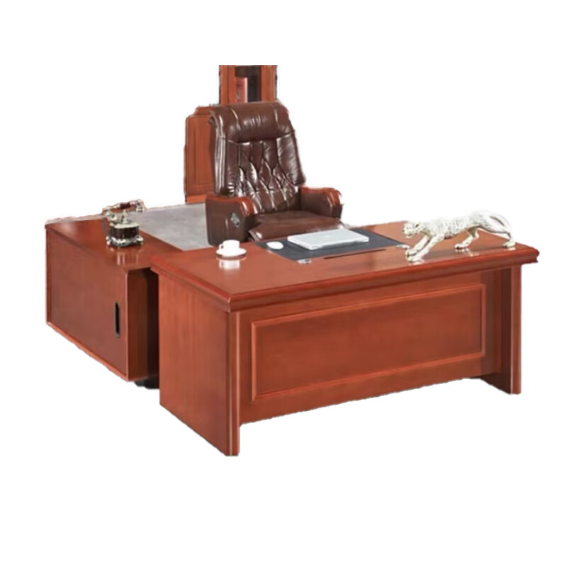 巨欧 商业办公会议台桌办公桌新中式1.6M*0. 8M含副柜移动柜A椅