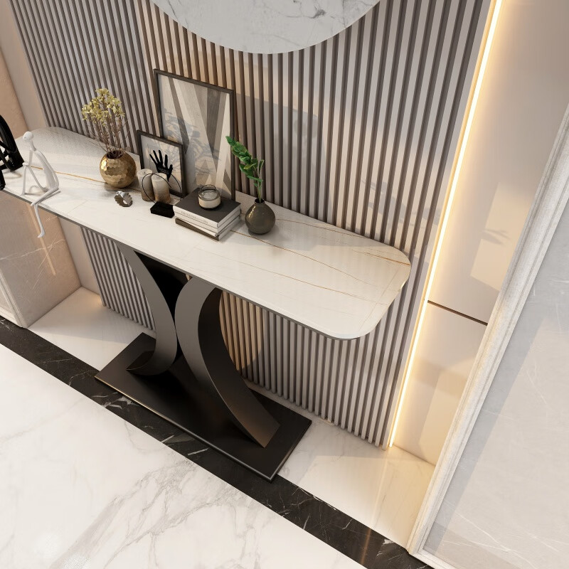 荔澜轻奢意式岩板玄关台现代简约入户靠墙超窄置物长条案端景柜 哑