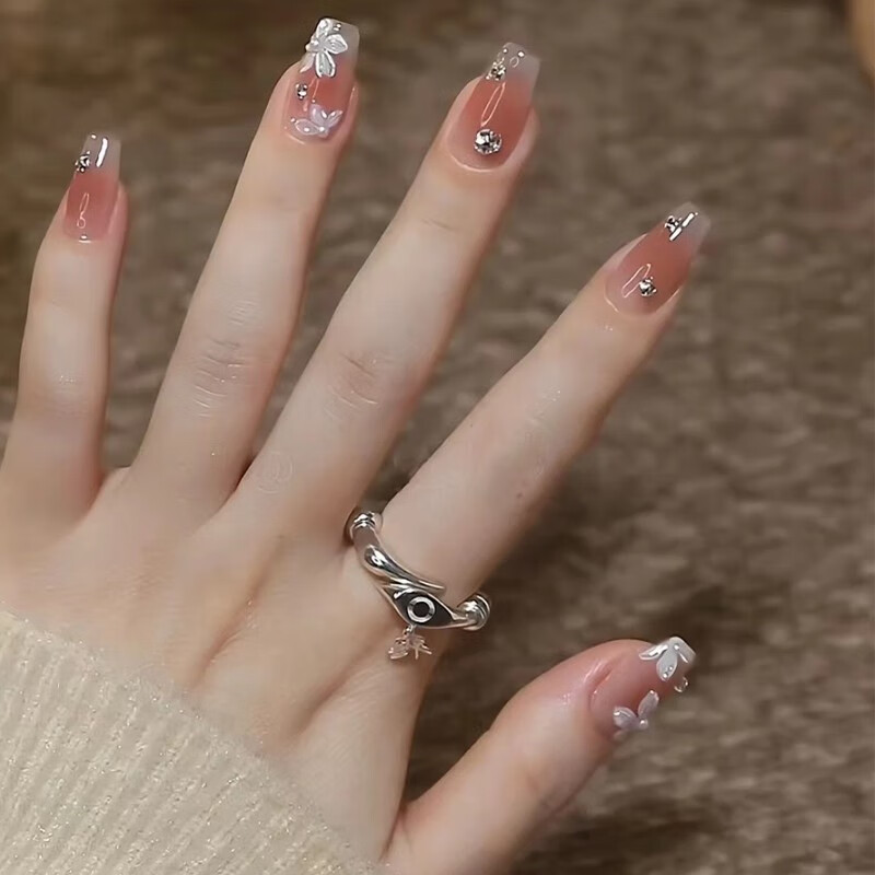 孜甲花新款穿戴甲纯欲假指甲贴片自粘可拆卸美甲成品孕妇甲片长短款