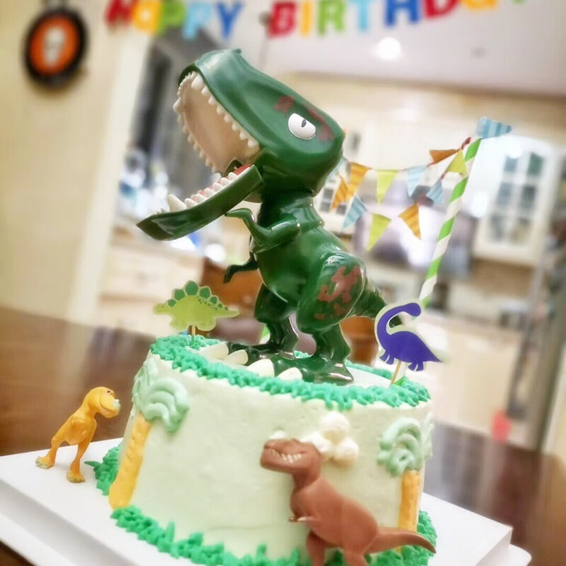 装饰霸王龙摆件大号恐龙装饰甜品台蛋糕摆件生日派对蛋 绿色霸王龙1个