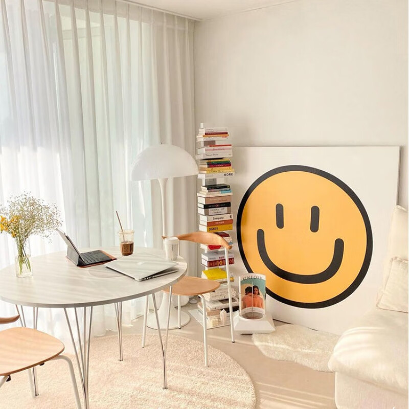 韩国小众黄色笑脸装饰画微笑ins风挂画餐厅奶茶店咖啡厅墙画 1款 30*