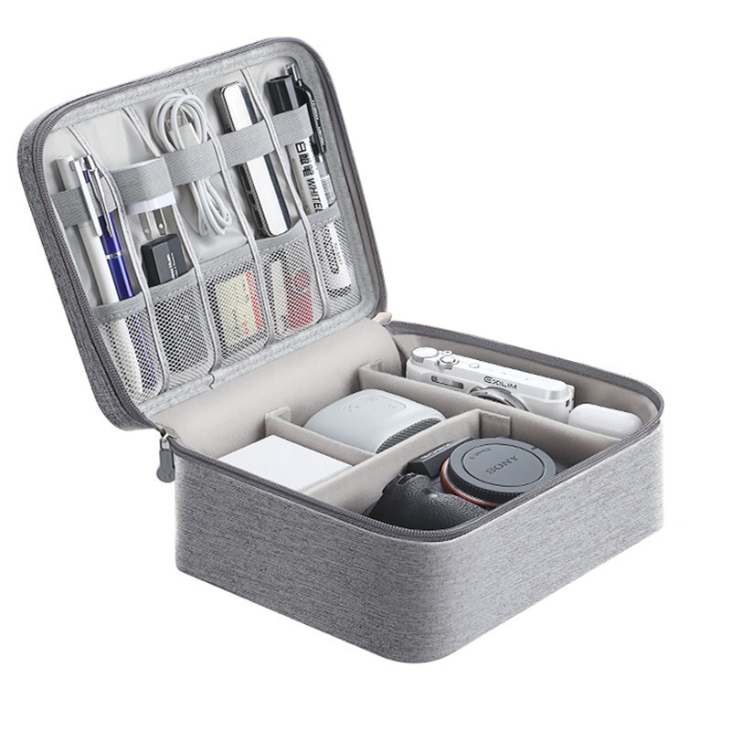 LIUIUSU 数据线收纳包 移动电源盒子多功能充电线旅行便携数码配件整理袋 数码收纳包【双层】