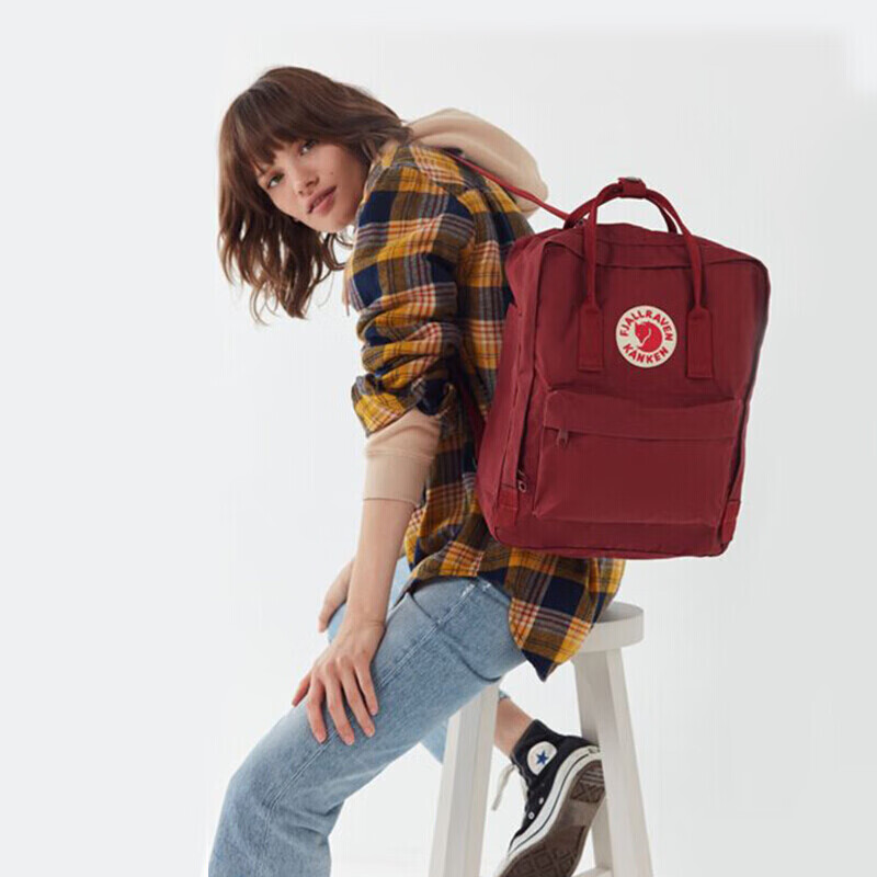 FJALLRAVEN北极狐双肩包女电脑包书包高中生背包男23510-326公牛红16L