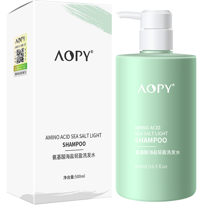 AOPY氨基酸海盐轻盈洗发水500ml温和清洁蓬松顺滑控油去屑止痒男女
