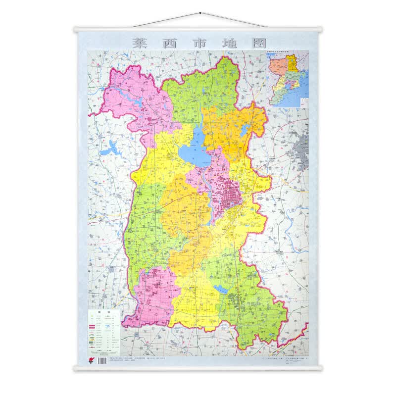 2021新版 莱西市地图 高清正版现货 带杆约1.1*0.8米 山东省青岛市莱西市 详细至街道乡镇