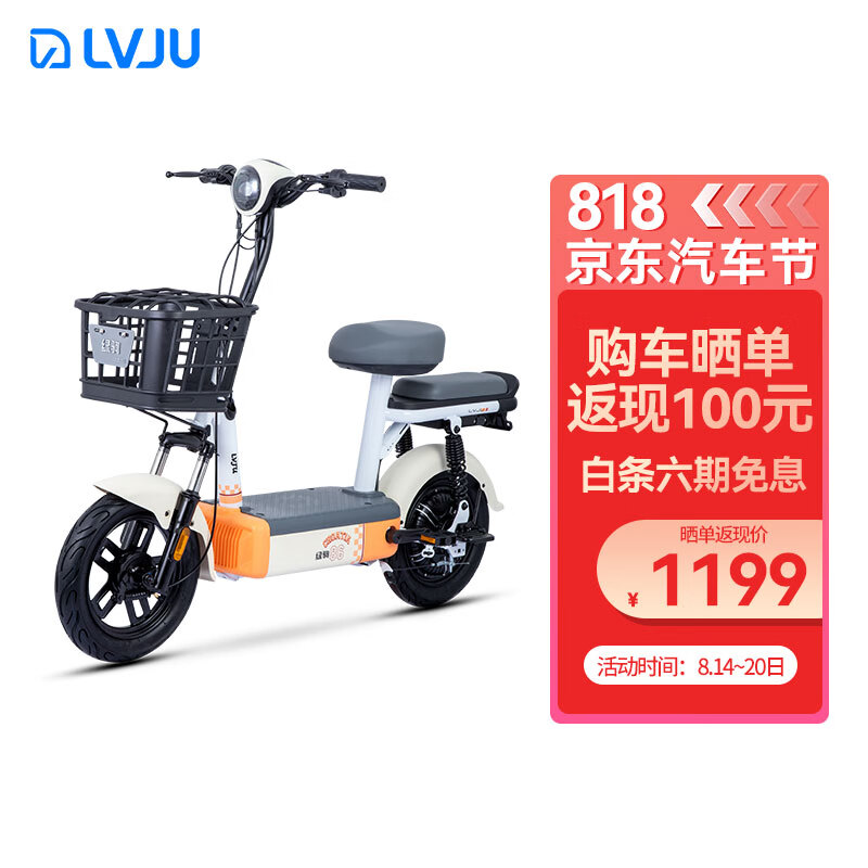 绿驹电动车烁烁新国标车48V12AH电瓶车男女城市代步车成人电动自行车 橘色 48V12AH