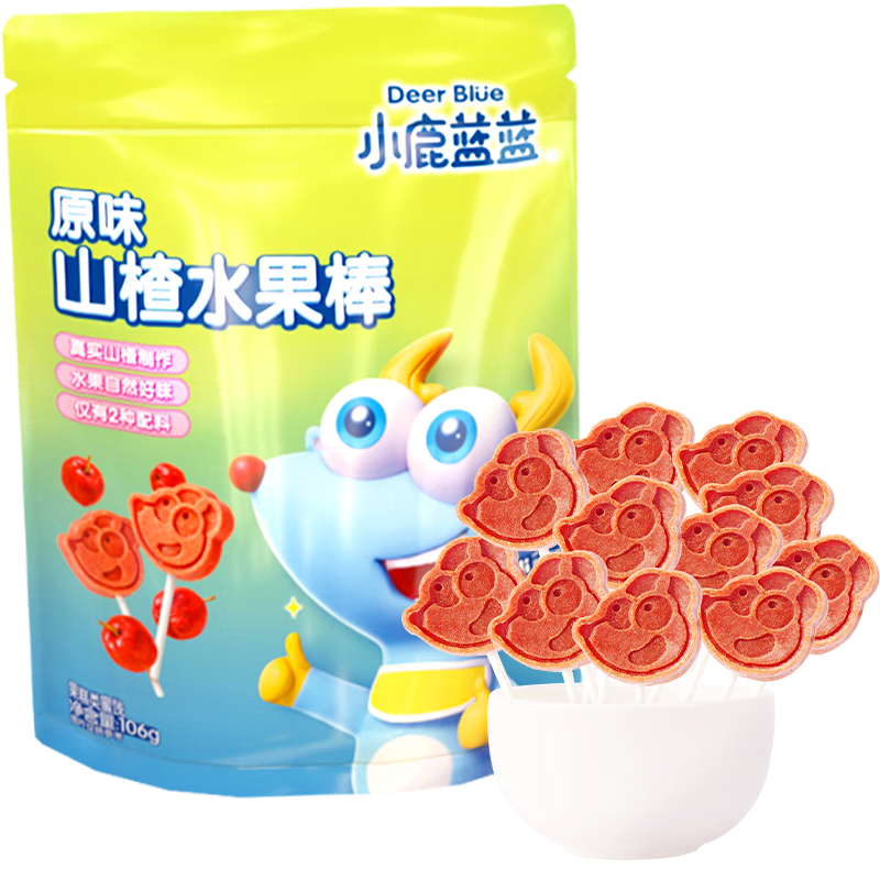 小鹿蓝蓝山楂棒棒糖儿童零食无添加色素宝宝水果味糖果 原味山楂棒1袋