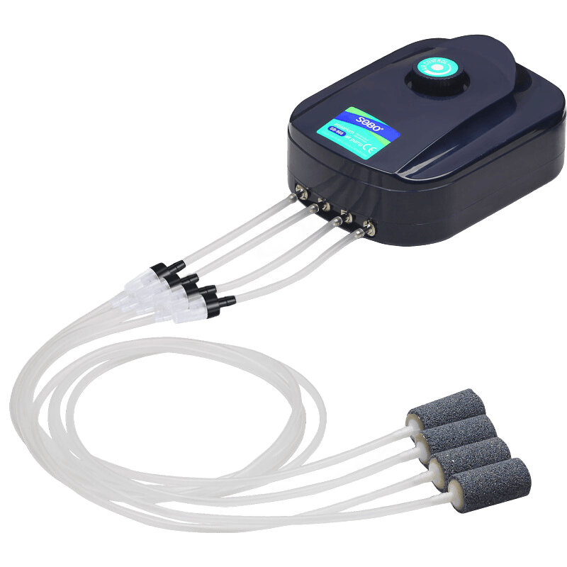 松寶（sobo）魚缸氧氣泵養(yǎng)魚增氧機充氧泵家用小型制氧機氧氣機魚用充氧器低音 【升級更靜氣量可調(diào)】雙孔12W+納米氣盤套餐