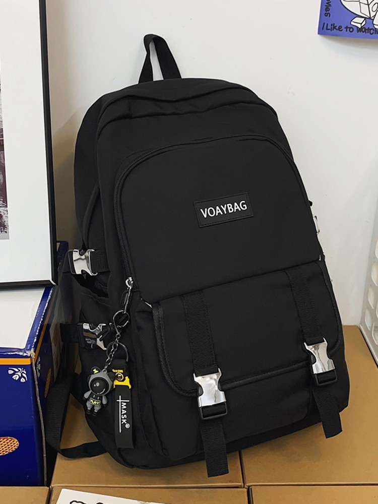 创京懿选书包男生生学生女生生五六年大容量 黑色带太空人挂坠