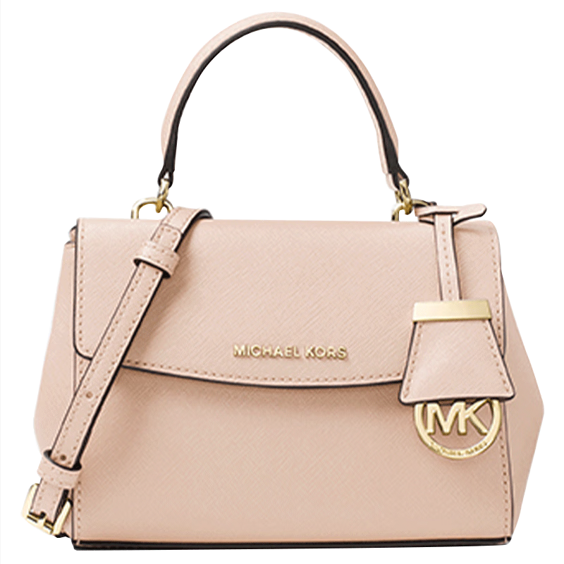 MICHAEL KORS【新年禮物】邁克高仕 MK Ava 超小號(hào)皮質(zhì)翻蓋迷你手提包斜挎包 柔粉色 187 迷你