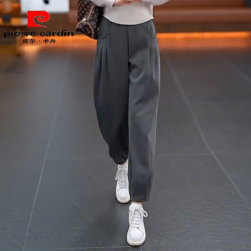 皮爾卡丹灰色運(yùn)動褲女2024春秋蘿卜褲九分小個(gè)子束腳休閑燈籠褲衛(wèi)褲哈倫褲 灰色 春秋款 2XL