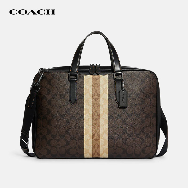 蔻驰(coach)男包公文包电脑包经典老花黑棕色c9826【品牌授权直供】
