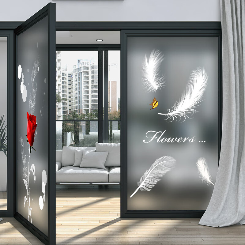 玻璃膜单向透视防窥视卫生间 玻璃磨砂贴纸静电贴定制贴膜卫生间淋洗