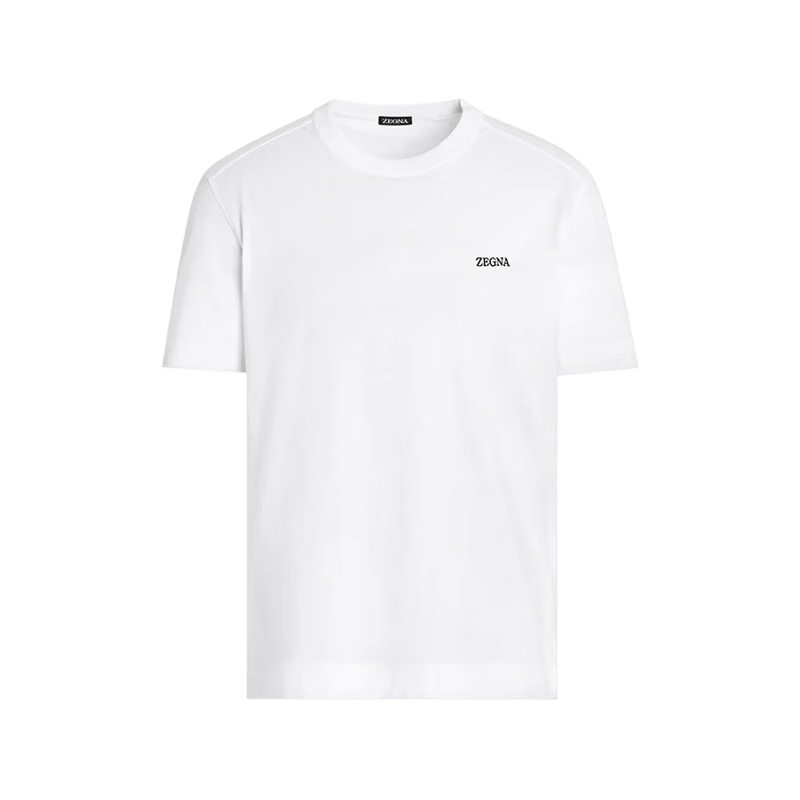 杰尼亚（Zegna）男士棉质休闲运动圆领短袖T恤男装礼物男 E7360A5 B760 N00 白色小LOGO刺绣 50 /l