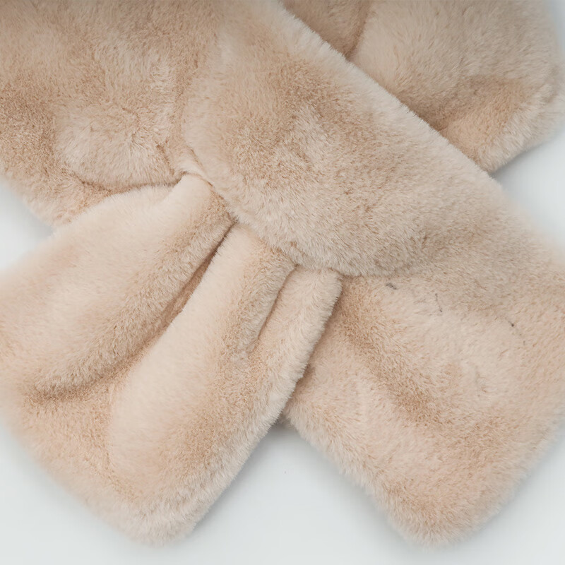 达芬奇密码 冬季保暖仿獭兔毛围脖围巾女士韩版百搭护颈毛领子 裸色