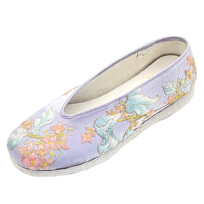 內(nèi)聯(lián)升手工千層底布鞋女 春季新款蟾宮折桂繡花布鞋平底古風(fēng)女鞋8689A 紫色 39
