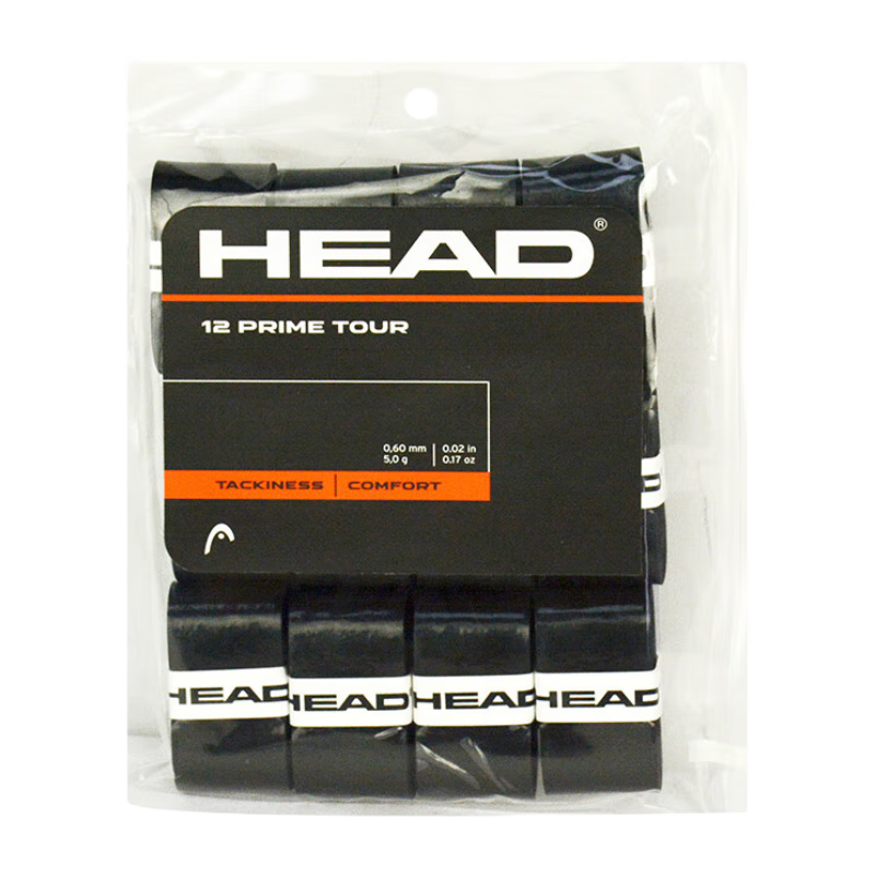 海德（HEAD）手膠網(wǎng)球拍/羽毛球拍通用握把膠粘性舒適防滑吸汗帶外柄皮 粘性285631黑色丨一袋12個(gè)