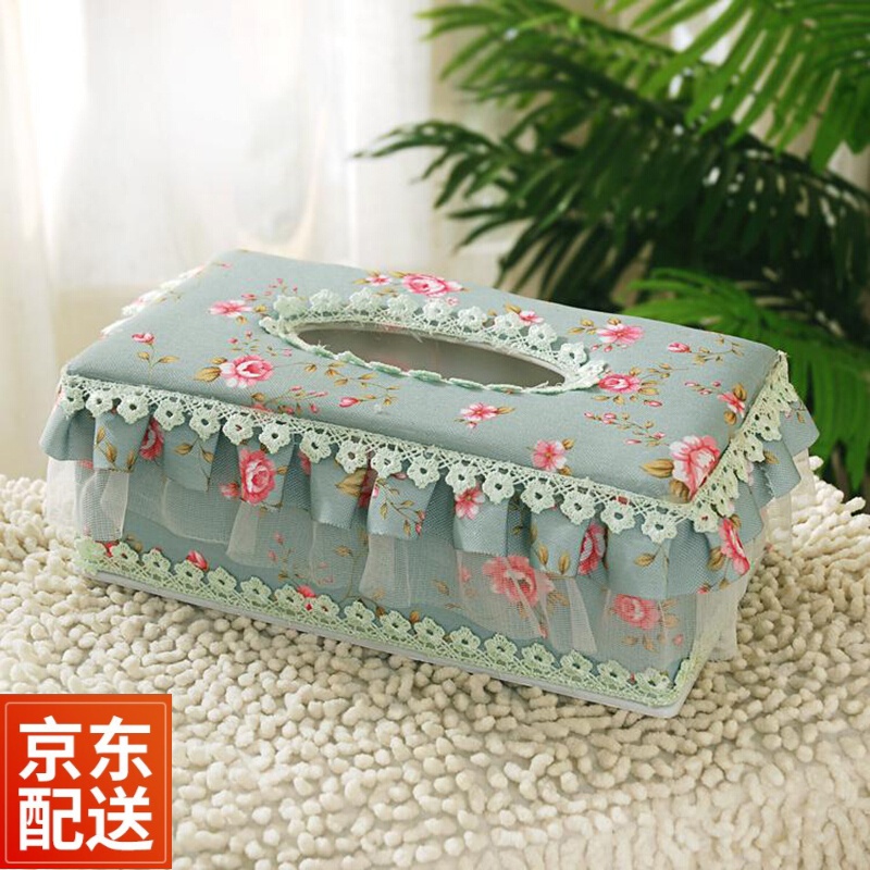 益馨荣 田园蕾丝布艺纸巾盒客厅家车用抽纸盒卷纸抽餐巾套家居桌面
