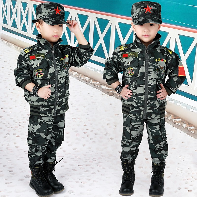 兵童勇士童装2022新款春秋装儿童迷彩服套装军训服男童女童演出服中大