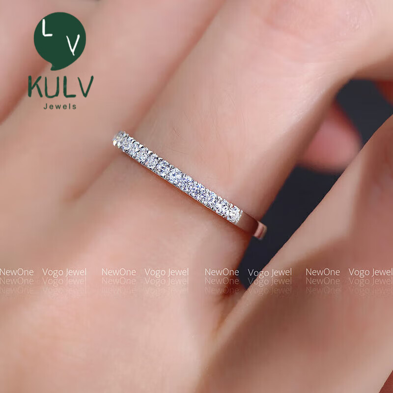 kulv碎钻尾戒戒指小排钻女銀排环叠戴半圈钻锆石人工钻石銀戒 半圈钻