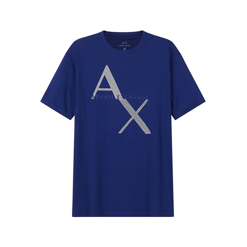 阿玛尼（ARMANI）AX  男士棉质圆领短袖T恤男装休闲运动阿玛尼t恤男 8NZT76 Z8H4Z 15BH 深宝蓝色LOGO图案 XS