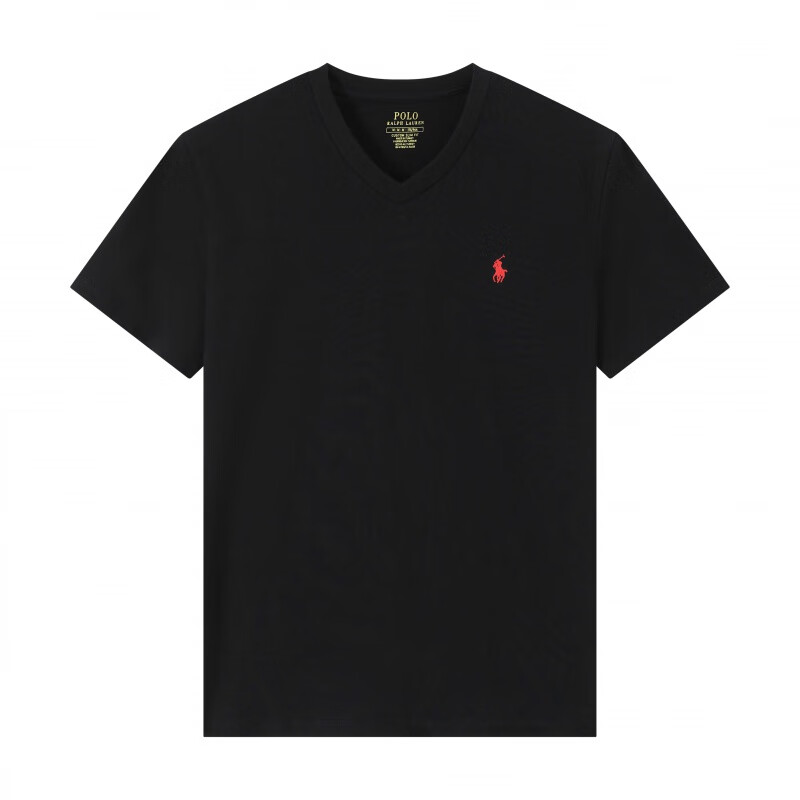 毕聚美国保罗t恤男小马标刺绣v领纯棉短袖男夏季新款休闲百搭半袖体恤