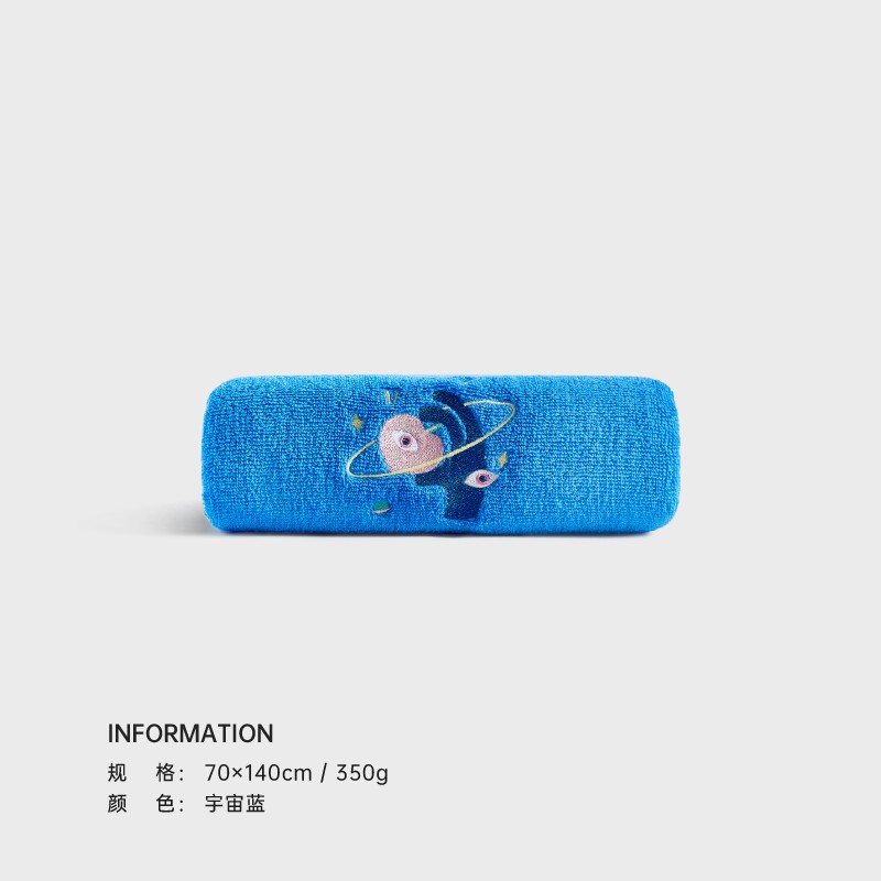 浴巾全棉高级家用纯棉吸水速干可穿可裹浴巾 70*140cm 350g 宇宙蓝