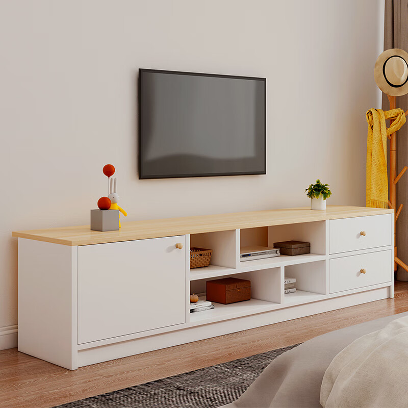 小户型卧室储物柜子简易电视机柜 简约双门伸缩款可伸缩80至130cm