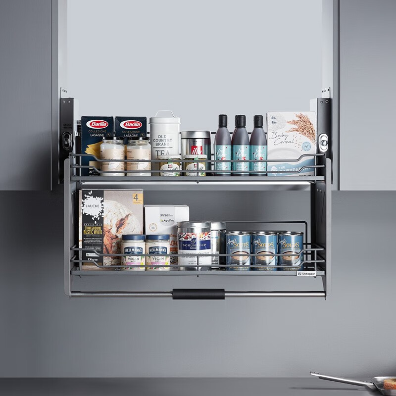 库博(unihopper) 升降拉篮橱柜下拉式双层收纳阻尼缓冲吊柜纳米干镀