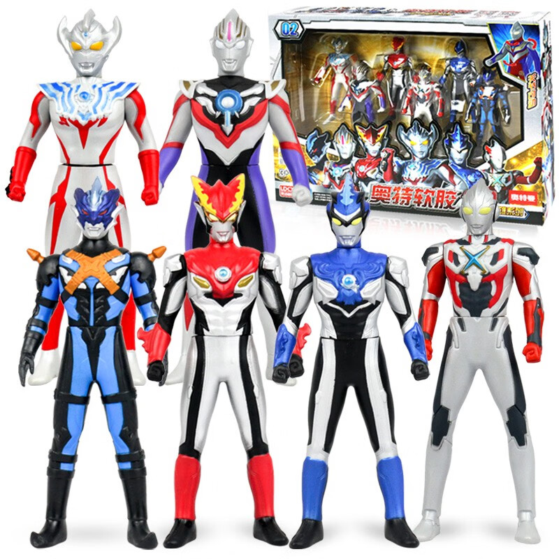 灵动创想(LDCX) 奥特曼玩具怪兽套装可动软胶玩偶生日礼物 奥特曼豪华英雄软胶6款套装02