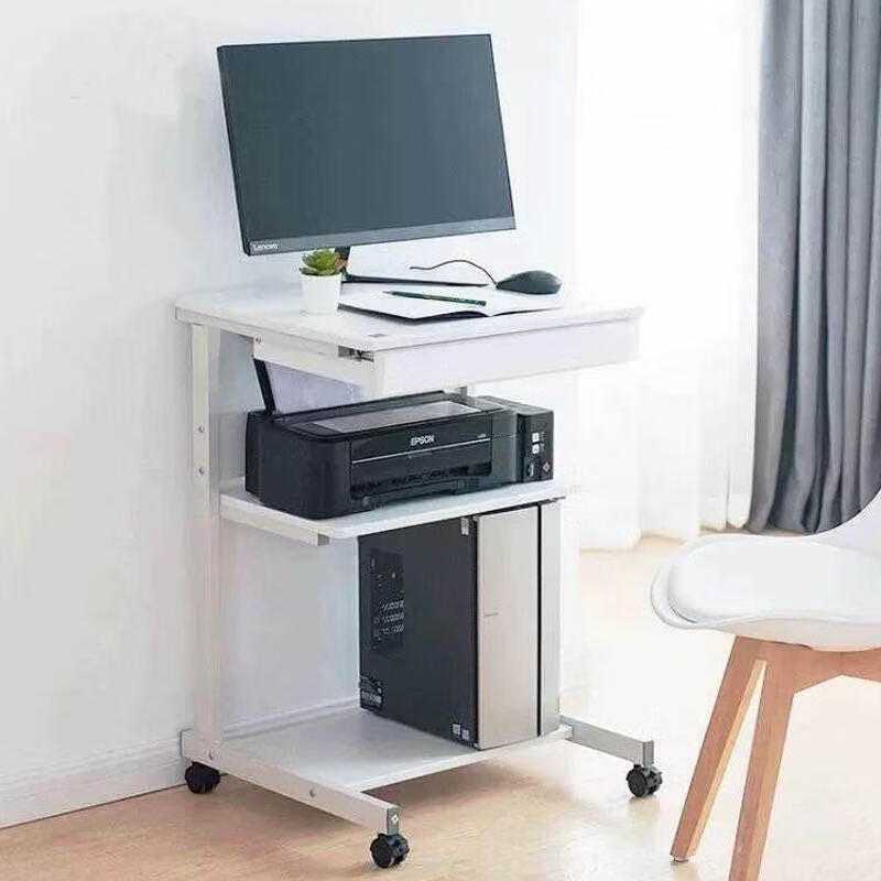 学习桌成人高中小户型一体可移动打印机书桌台式带轮电脑电脑桌 长度60cm-白色款式