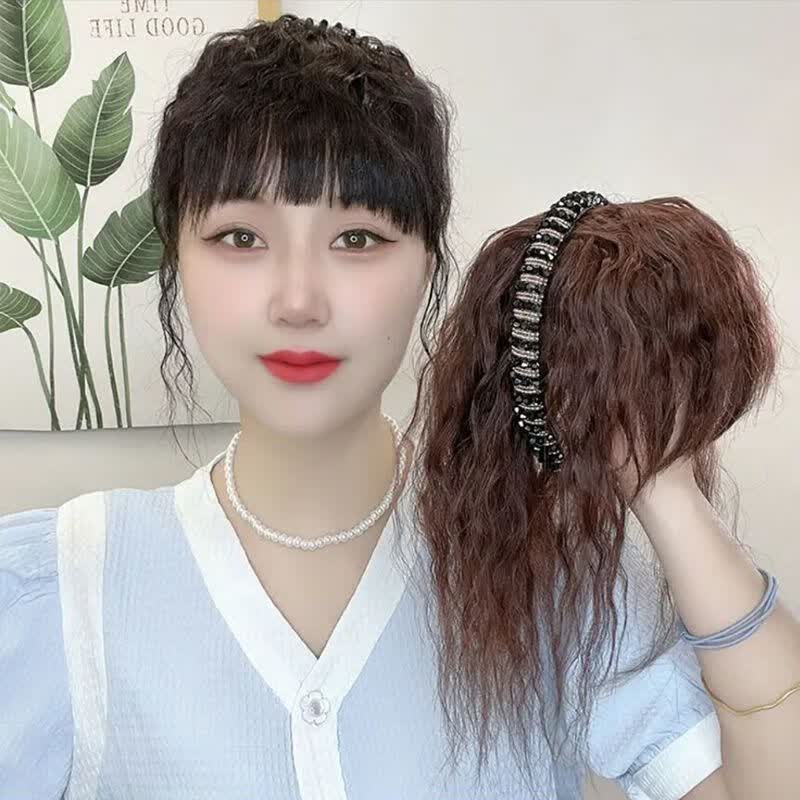 唐妮水钻发箍假发刘海一体补发片女假发头顶遮盖白发无痕发片ZRF 307卷发自然黑25cm怎么看?