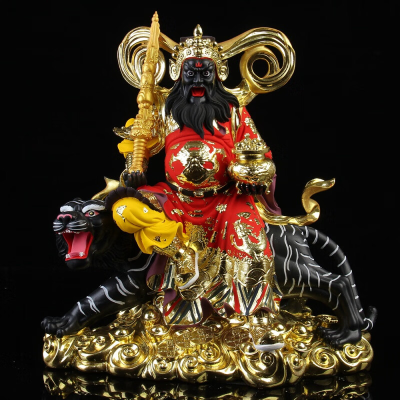 武财神赵公明像骑黑虎玄坛赵元帅神像家用神像树脂佛像体摆件 12英寸