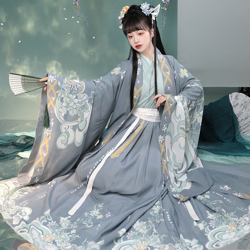 纤晟伊纤晟伊女士汉服裙学生中国风晋制一片式穿孔齐腰裙魏晋风日常