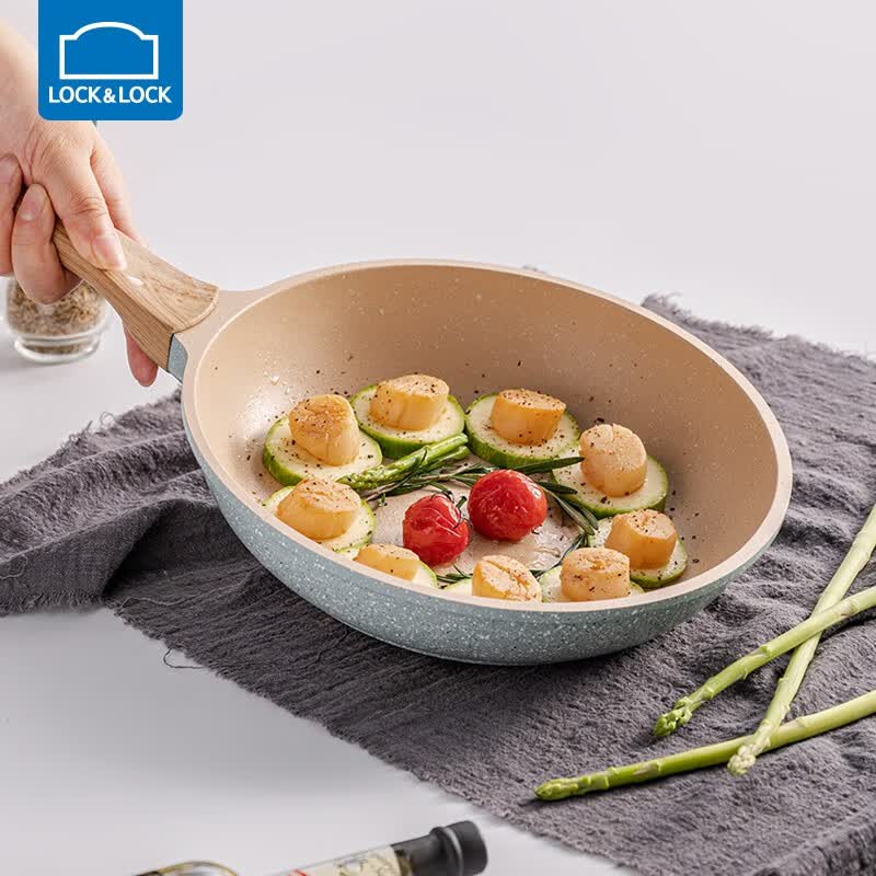 乐扣乐扣 煎锅平底锅烙饼炒菜不粘锅多功能宿舍家用电磁炉通用煎炒炸一体 煎锅-28cm+锅盖