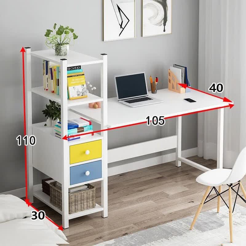 宏卿馨阳台书桌书柜组合家庭电脑桌初高中学生写字桌书架一体桌大容量 【桌面加宽】105cm两抽多彩色(现