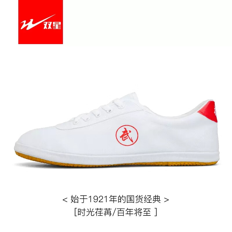 雙星八特武術(shù)鞋太極廣場舞鞋練功功夫鞋晨練帆布鞋 白色 37
