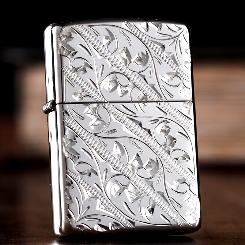 zippo之宝zippo打火机 专柜正版 限量珍藏纯银手工双面深雕唐草花纹