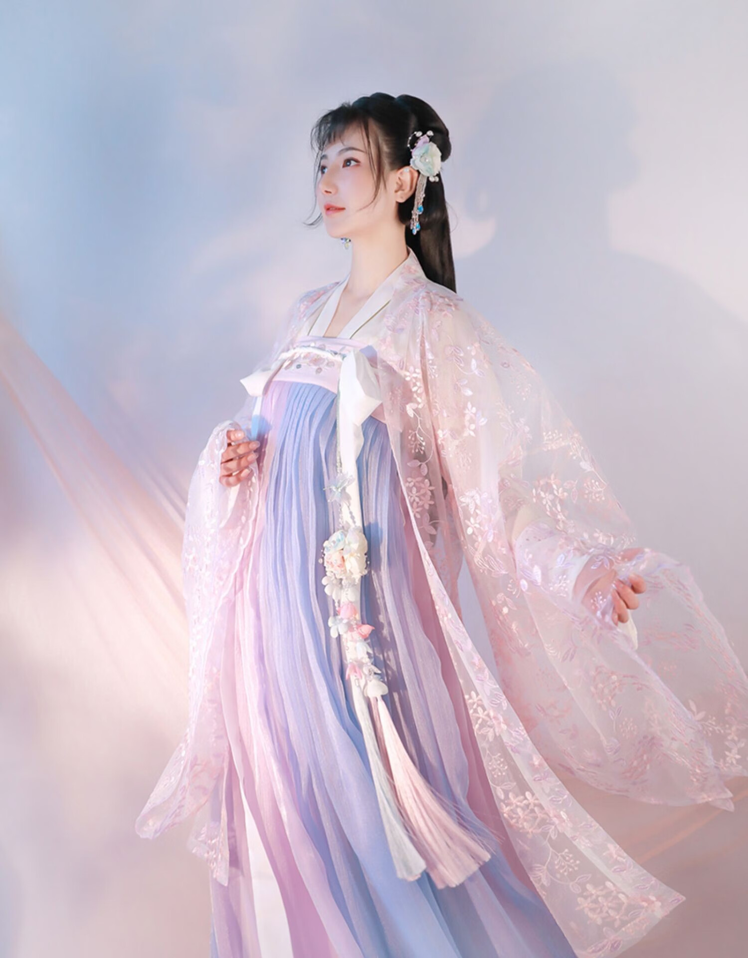 汉服女春樱紫蓝中国风学生古装夏季薄款超仙齐胸襦裙仙气飘逸古风