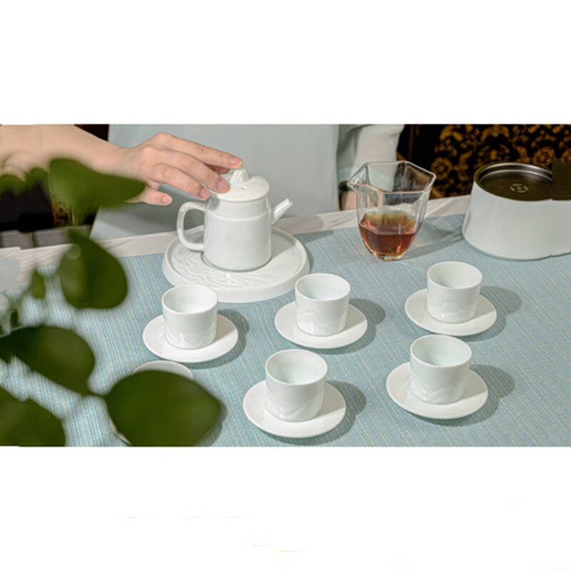 华祥苑 山河如画18头茶具套组玉泥瓷简约风陶瓷茶杯套装家用茶具 组套
