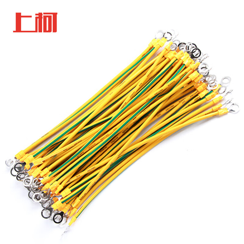 上柯 e1040 紫铜光伏板接地线桥架跨接线接地线 6平方总长25cm带护套