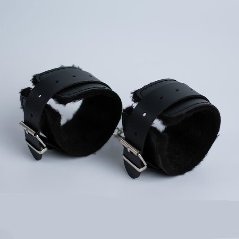 vieruodis加绒皮质pu手铐女道具玩具情侣情调铁脚链不伤手 黑色