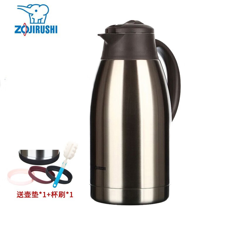 象印（ZO JIRUSHI） 不锈钢真空保温壶大容量家用保温瓶热水瓶暖壶咖啡壶办公水壶 SH-FE19C钢色1.9L