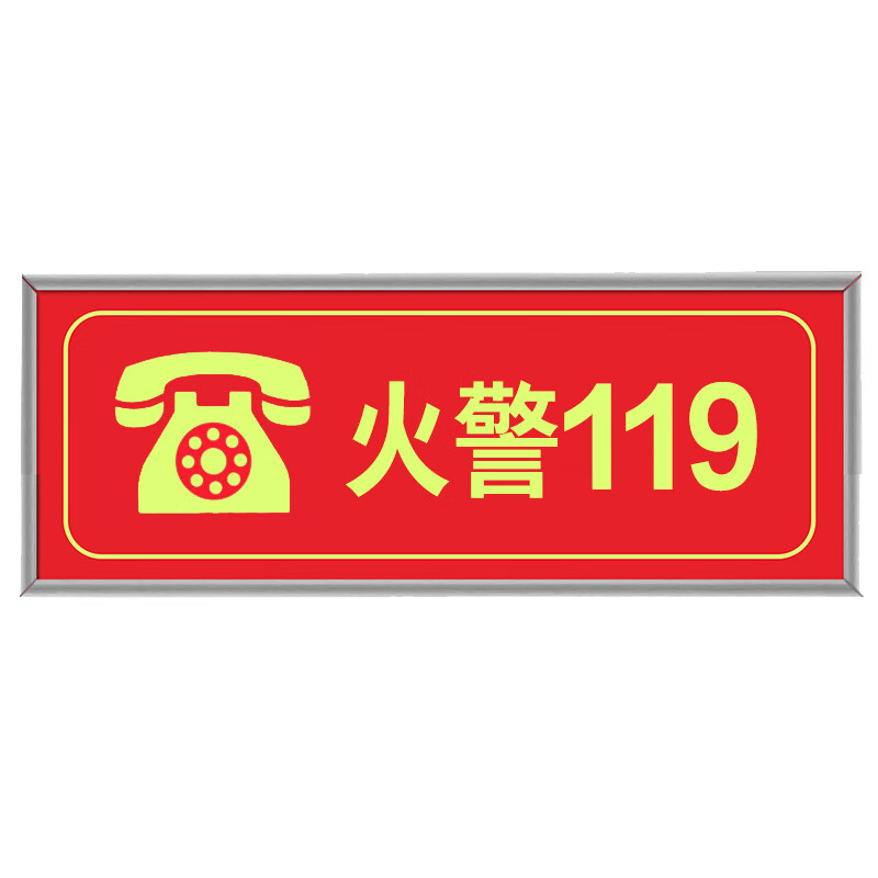 9496 荧光安全出口标识牌 自发光标牌指示牌墙贴 (加厚面板款 火警119