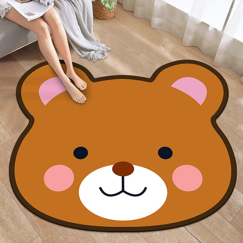 【TYRG】卡通可爱浴室卫生间吸水地垫门口卧室地毯家用进门垫入户脚垫 小棕熊 60*60(厘米)