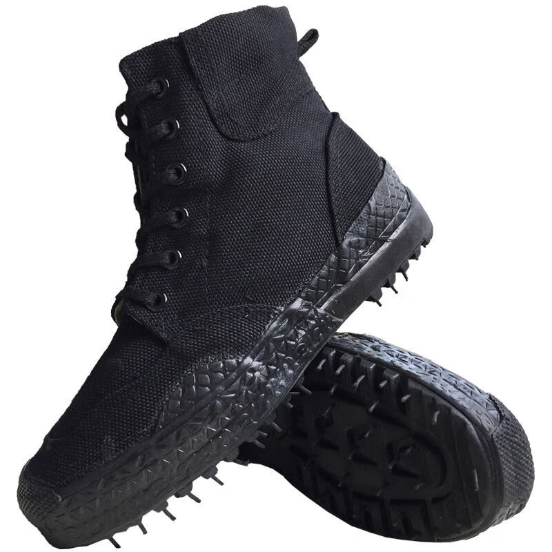 高帮迷彩鞋防滑耐磨胶鞋解放鞋劳保民工鞋帆布鞋 3531黑色高帮(专用)