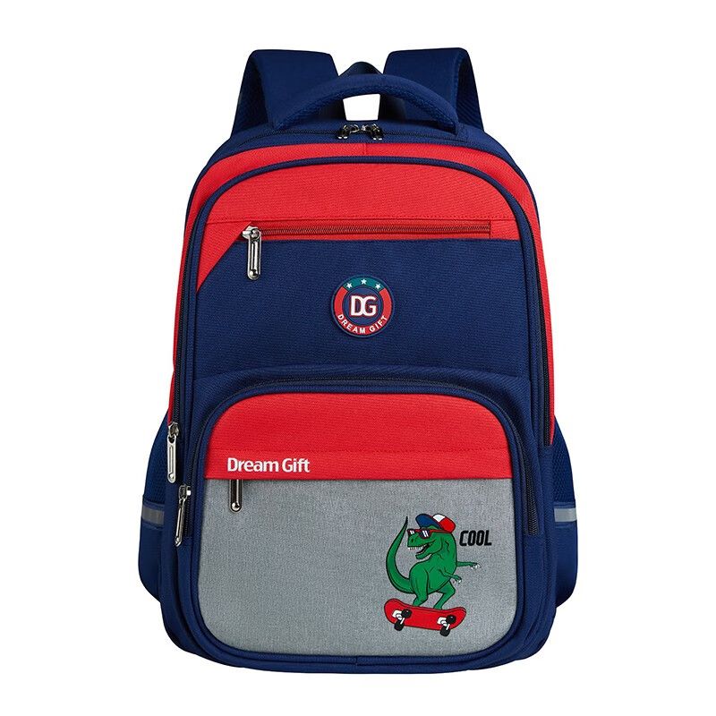 礼想之光酷酷龙小学生拼色减负儿童学生书包dg1825 宝蓝色配红色 大号