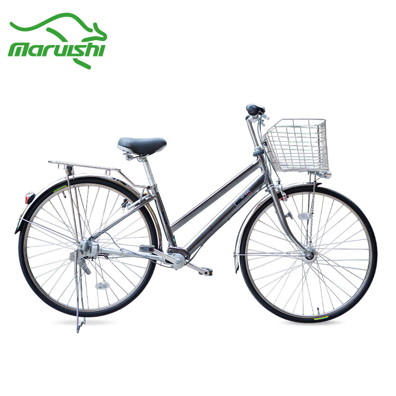 Maruishi日本自行车无链条传动轴成人城市通勤车27寸铝合金内变速代步单车 HNA2633浅玻璃黑26寸
