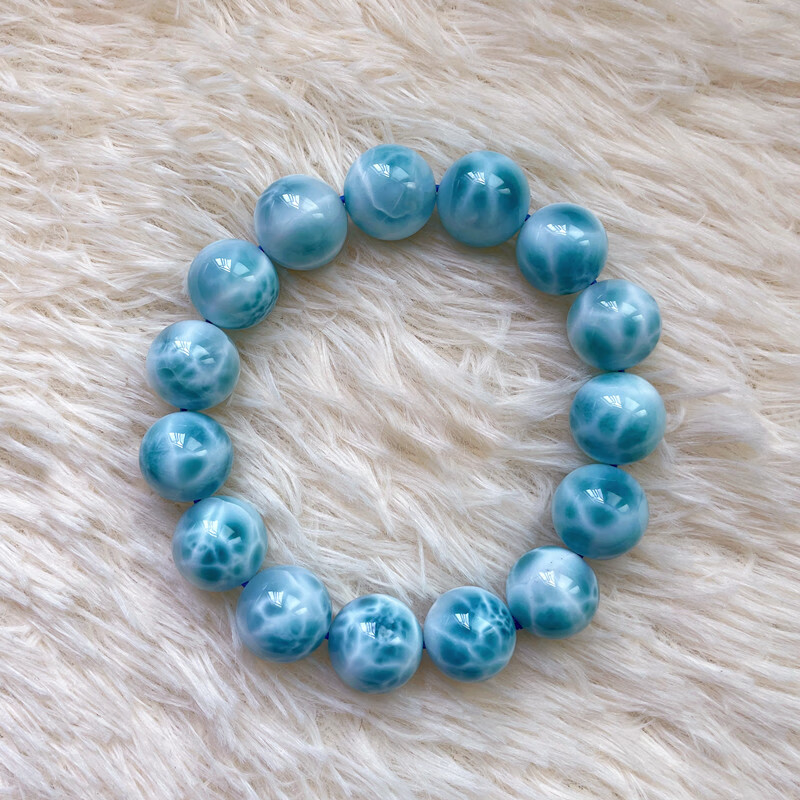 snqp海纹石手串初星珠宝多米尼加手链拉利玛火山蓝龟背纹玉化水晶