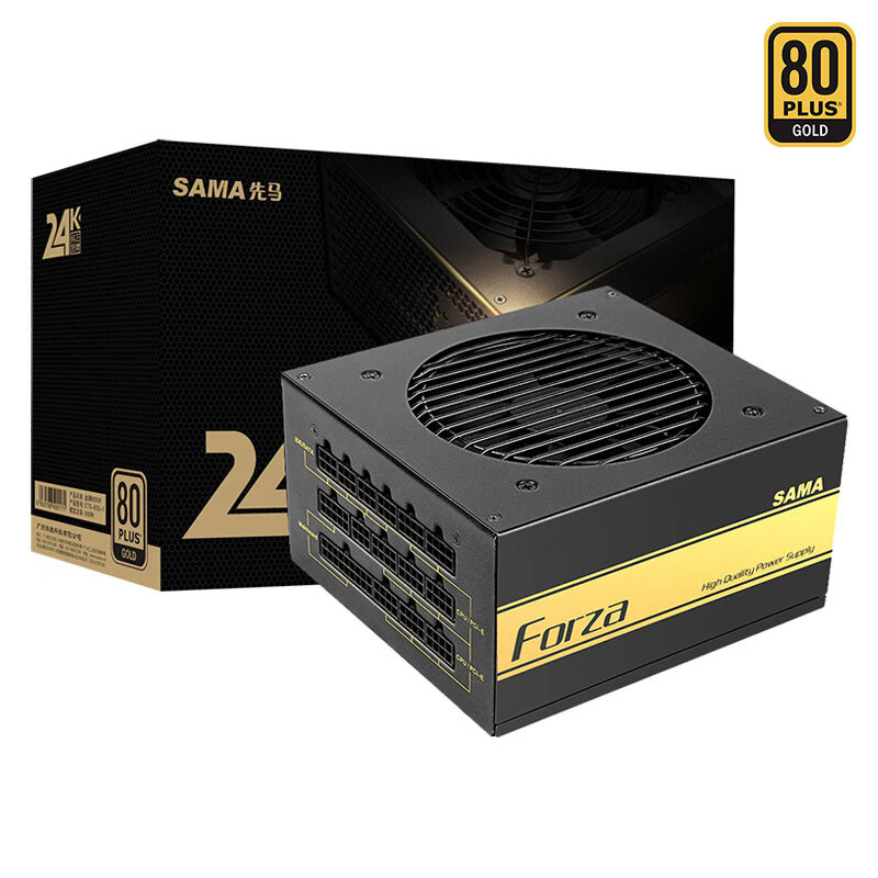 先马（SAMA）金牌500W模组版 电脑主机箱电源 80PLUS金牌/全模组/单路+12V/宽幅/固态电容/扁线材)
